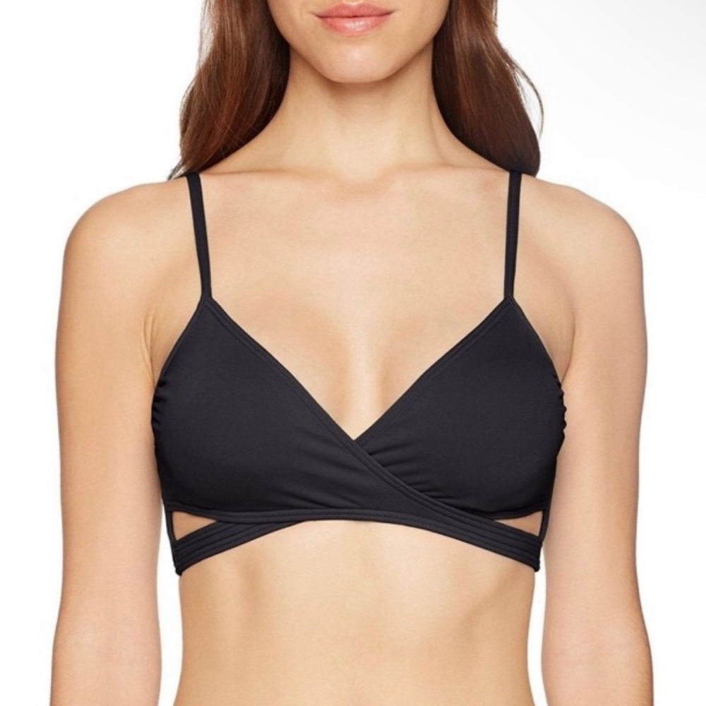 Vince Camuto Criss Cross Bikini Swim Top Black Medium Retro Summer Vacation